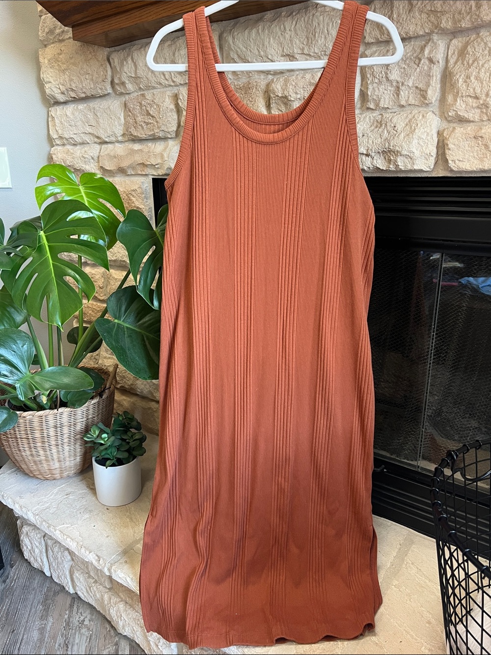 a new day Rust Ribbed Tank Dress
